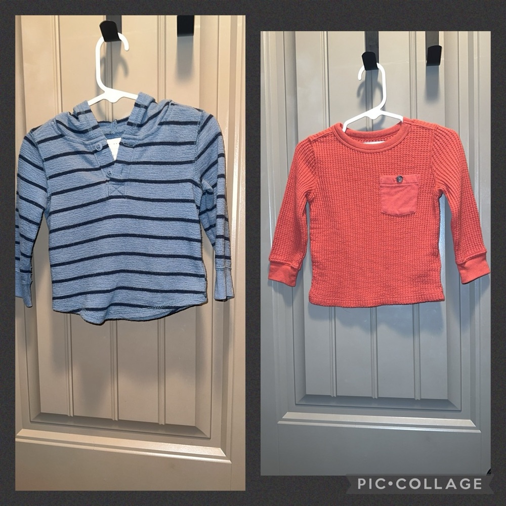 Set of 2 OLD NAVY long sleeve baby boy shirts size 12-18M